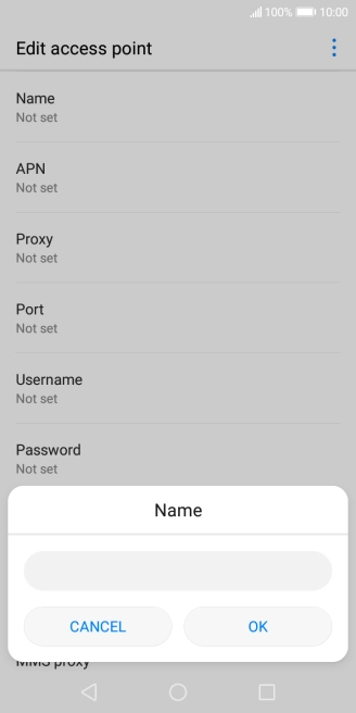 Key in Vodafone Internet and press OK.