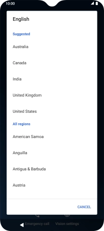 Press the required region.