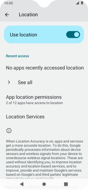 Press App location permissions. Press App location permissions.
