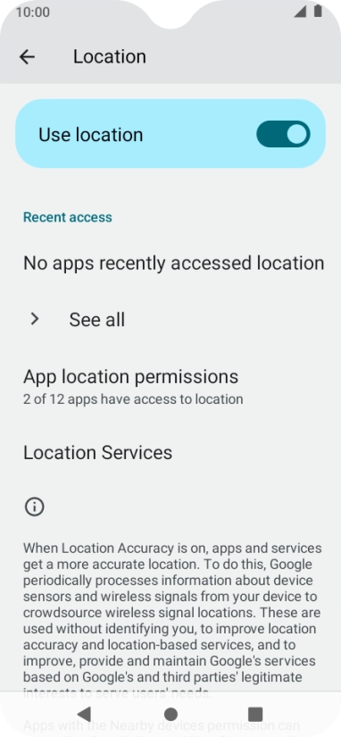 Press App location permissions. Press App location permissions.