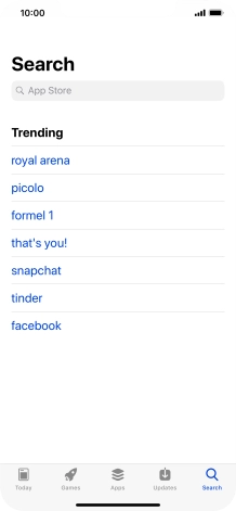 Press the search field and key in the name or subject of the required app.