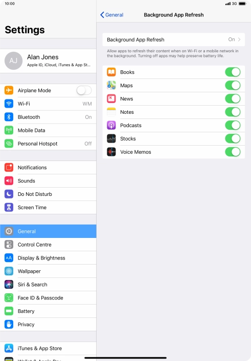 Press Background App Refresh. Press Background App Refresh.