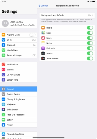 Press Background App Refresh. Press Background App Refresh.