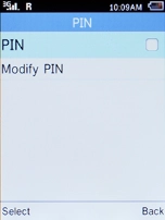 Select PIN and press the Left selection key.