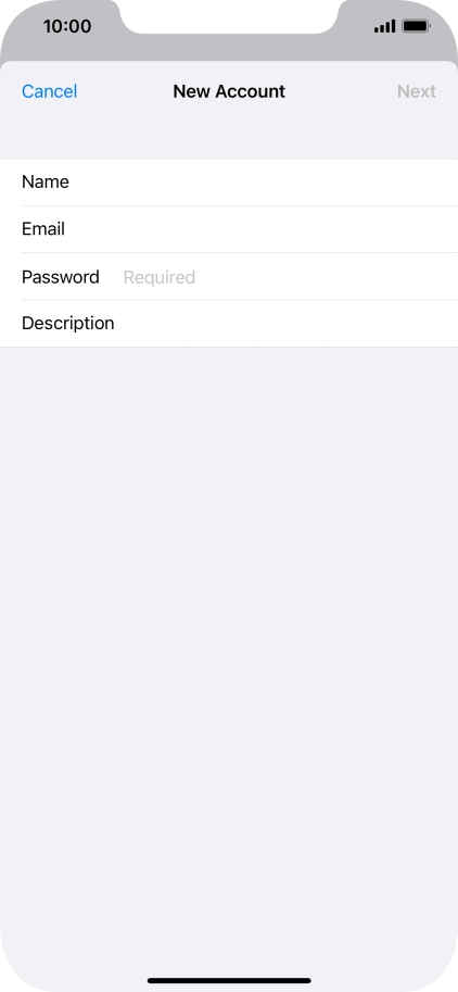 Press Password and key in the password for your email account.