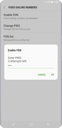 Key in your PIN2 and press OK.