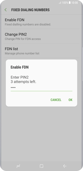 Key in your PIN2 and press OK.