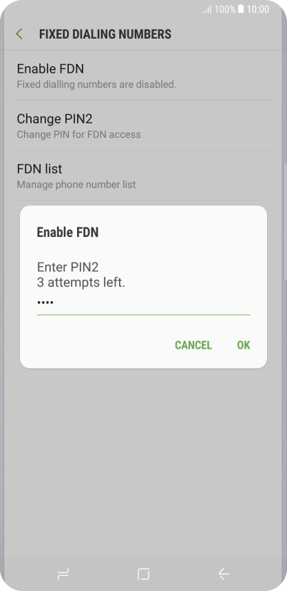 Key in your PIN2 and press OK.