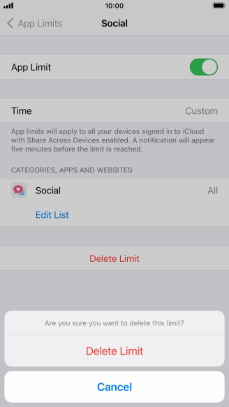Press Delete Limit.