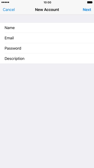 Press Description and key in the password for your email account.