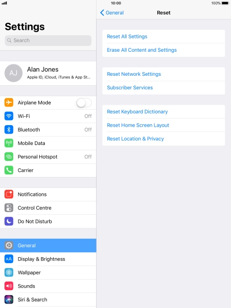 Press Reset All Settings. Press Reset All Settings.