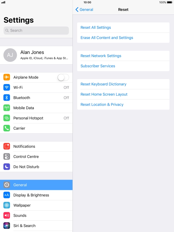 Press Reset All Settings. Press Reset All Settings.