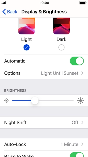 If you turn on the function, press Options and follow the instructions on the screen to select the required period of time for Dark Mode. If you turn on the function, press Options and follow the instructions on the screen to select the required period of time for Dark Mode.