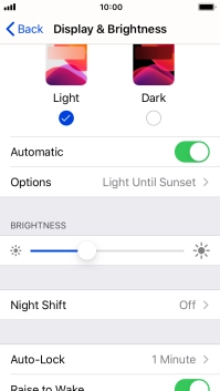 If you turn on the function, press Options and follow the instructions on the screen to select the required period of time for Dark Mode. If you turn on the function, press Options and follow the instructions on the screen to select the required period of time for Dark Mode.