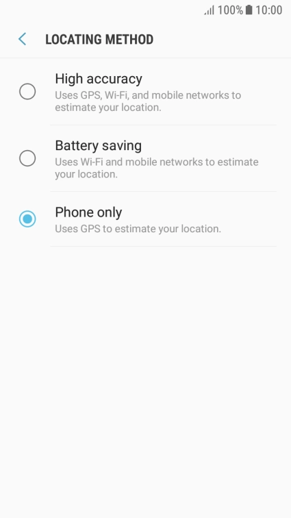 If you select High accuracy, your phone can find your exact position using the GPS satellites, the mobile network and nearby Wi-Fi networks. Satellite-based GPS requires a clear view of the sky. If you select High accuracy, your phone can find your exact position using the GPS satellites, the mobile network and nearby Wi-Fi networks. Satellite-based GPS requires a clear view of the sky.