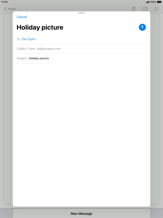 Press the text input field and write the text for your email message. Press the text input field and write the text for your email message.