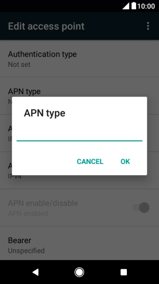 Key in default and press OK.