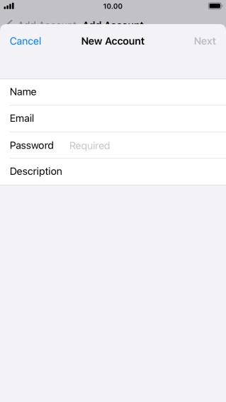 Press Password and key in the password for your email account.