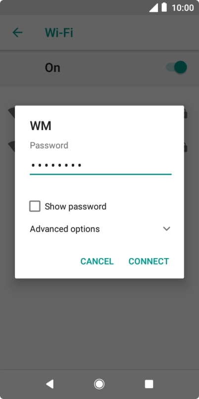 Key in the password for the Wi-Fi network and press CONNECT. Key in the password for the Wi-Fi network and press CONNECT.