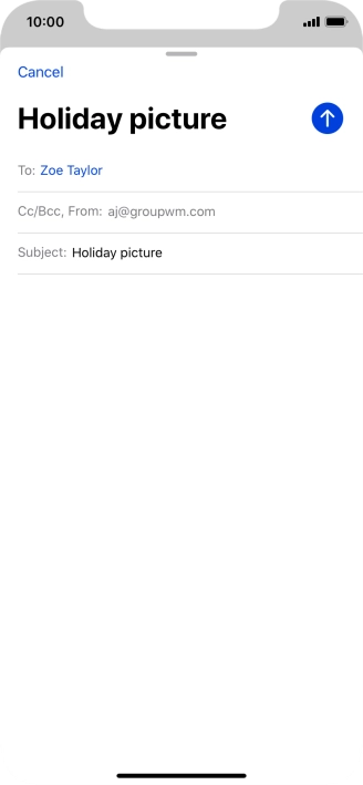 Press the text input field and write the text for your email message.