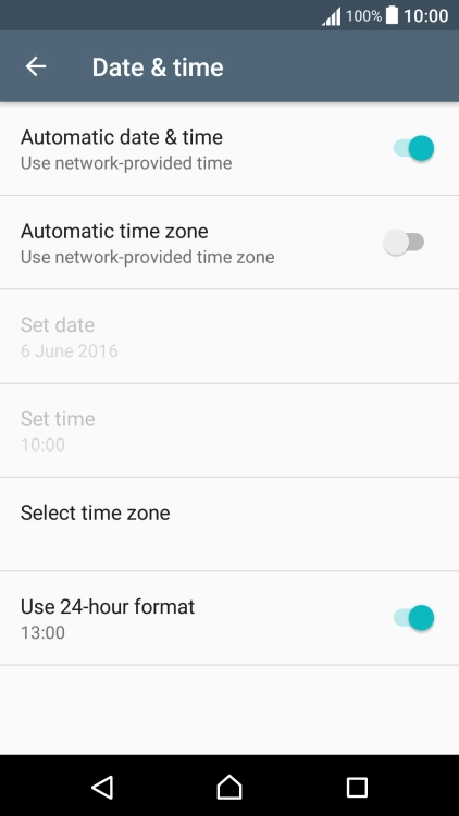 Press Automatic time zone to turn on the function.