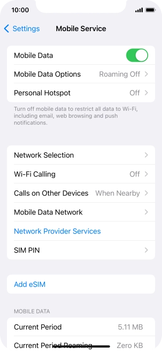 The total data usage is displayed next to Current Period.