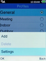 Select Settings and press the Left selection key.