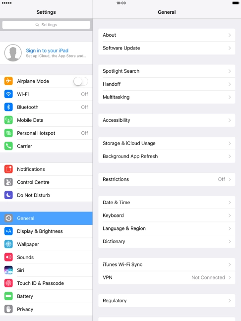 Press Sign in to your iPad. Press Sign in to your iPad.