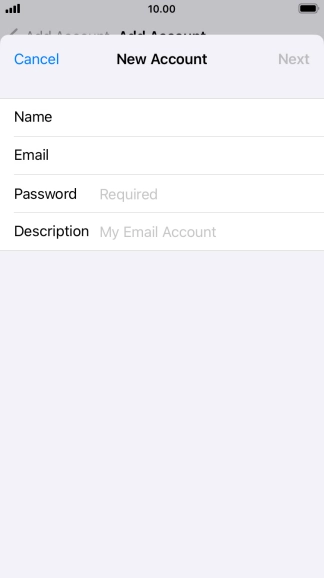 Press Password and key in the password for your email account.