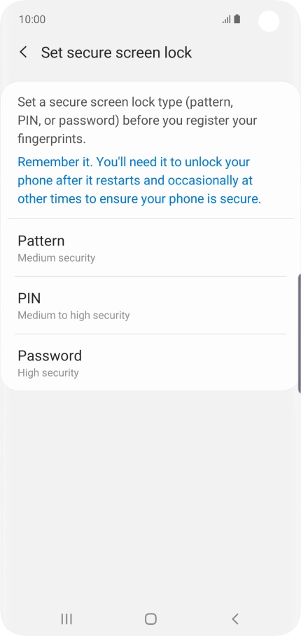 Press the required phone lock code and follow the instructions on the screen to create an additional phone lock code.