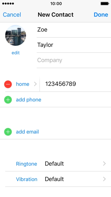 Press the field next to the phone number. Press the field next to the phone number.