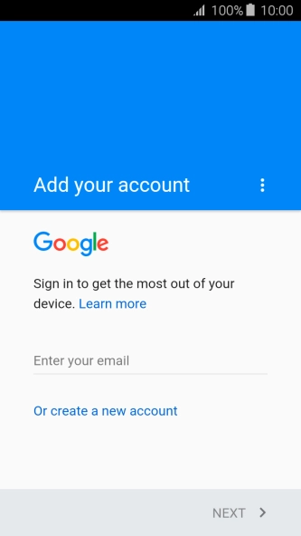 If you don t have a Google account, press Or create a new account and follow the instructions on the screen to create an account.