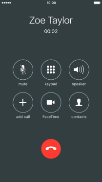Press the end call icon to end the call and return to the home screen.