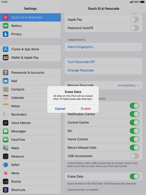 If you turn on the function, press Enable.
