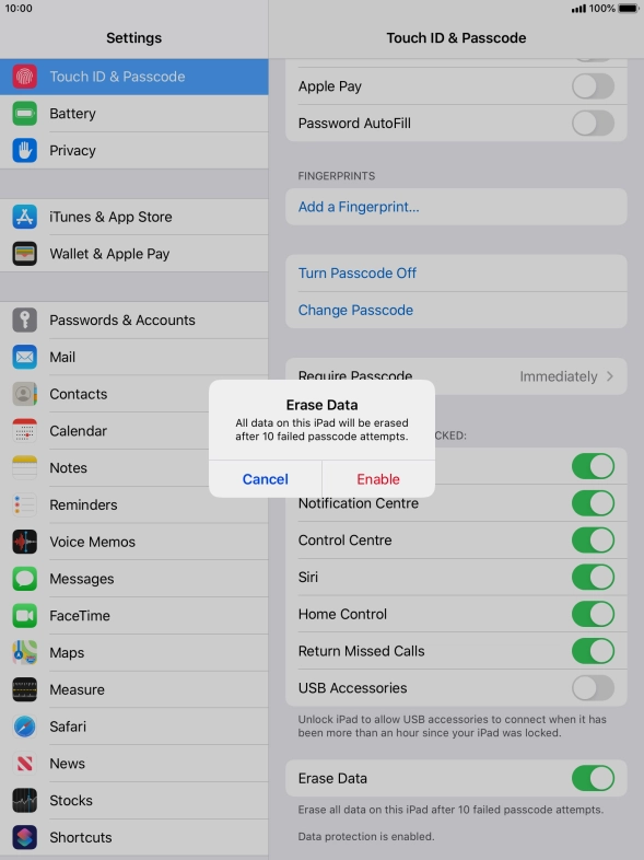 If you turn on the function, press Enable.