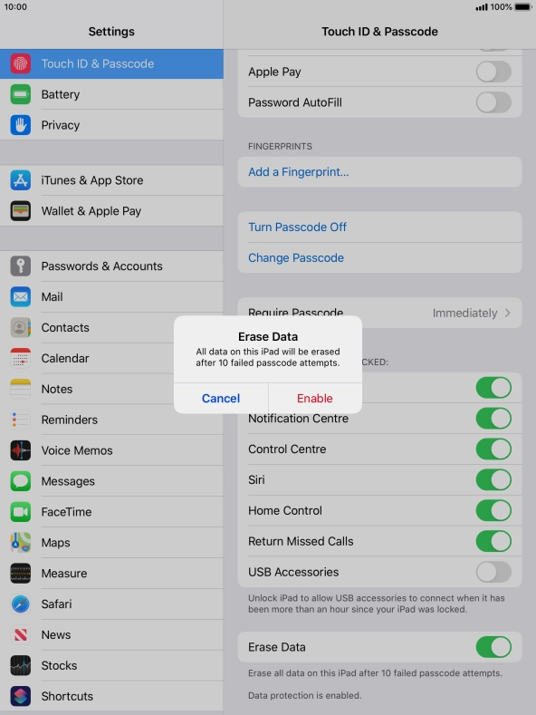 If you turn on the function, press Enable.