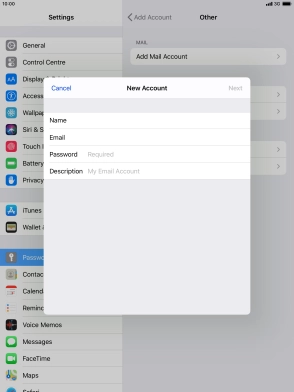 Press Password and key in the password for your email account. Press Password and key in the password for your email account.