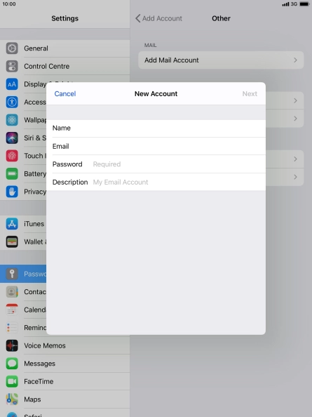 Press Password and key in the password for your email account. Press Password and key in the password for your email account.