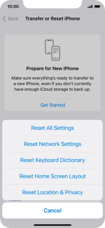 Press Reset All Settings. Press Reset All Settings.