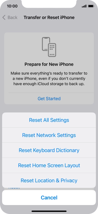 Press Reset All Settings. Press Reset All Settings.