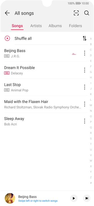 Press the required category and go to the required audio file. Press the required category and go to the required audio file.