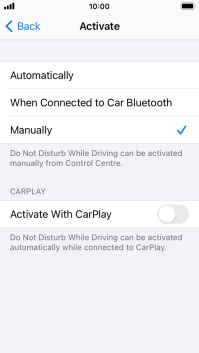 Press the required setting.