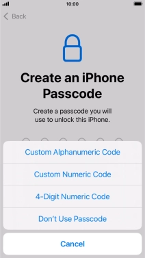 Follow the instructions on the screen to turn on use of phone lock code or press Don't Use Passcode.