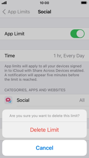 Press Delete Limit.