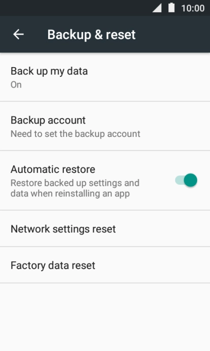Press Factory data reset.