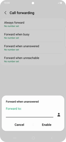 Key in (prefix) 5 (your phone number) and press Enable. Key in (prefix) 5 (your phone number) and press Enable.