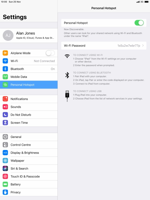 Press Wi-Fi Password and key in the required password. Press Wi-Fi Password and key in the required password.