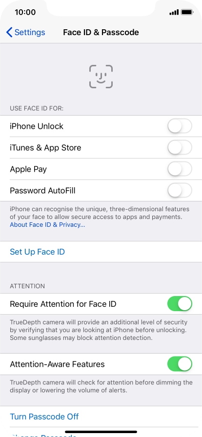 Press Turn Passcode Off and key in the phone lock code.