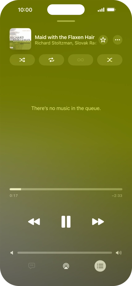 Press the shuffle icon to turn the function on or off. Press the shuffle icon to turn the function on or off.