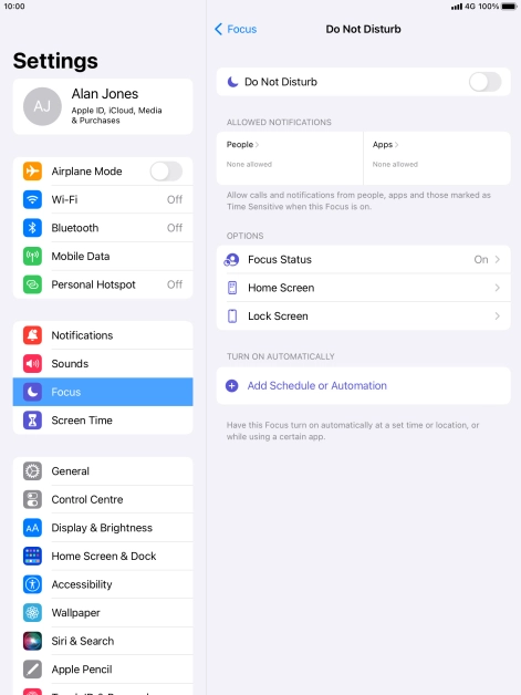 Press People and follow the instructions on the screen to select which contacts you would like to receive calls and notifications from when Do Not Disturb is turned on.